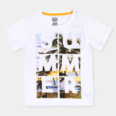 Boys T-Shirt Summer E-C-White