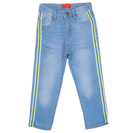 Lets Go Denim Pant For Girls - Ice Blue