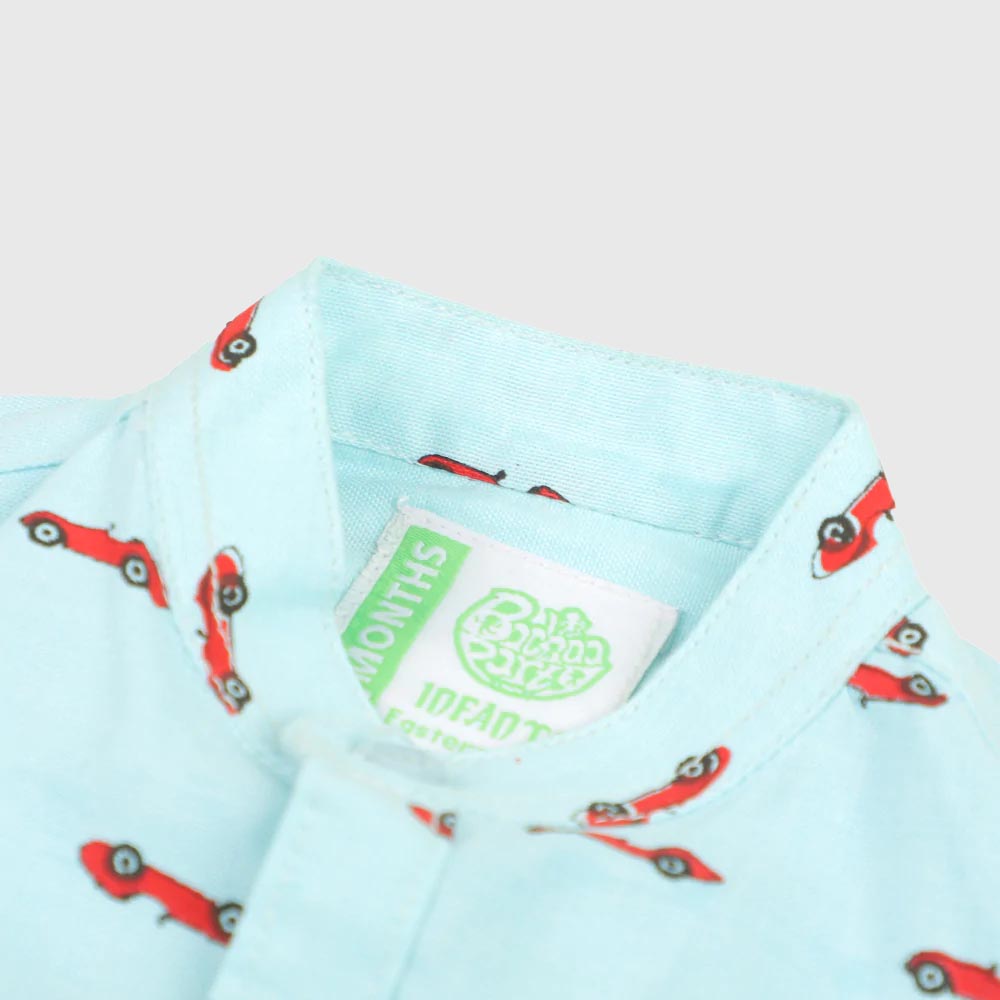 Infant Boys Casual Shirt Aop Cars - Sea Green
