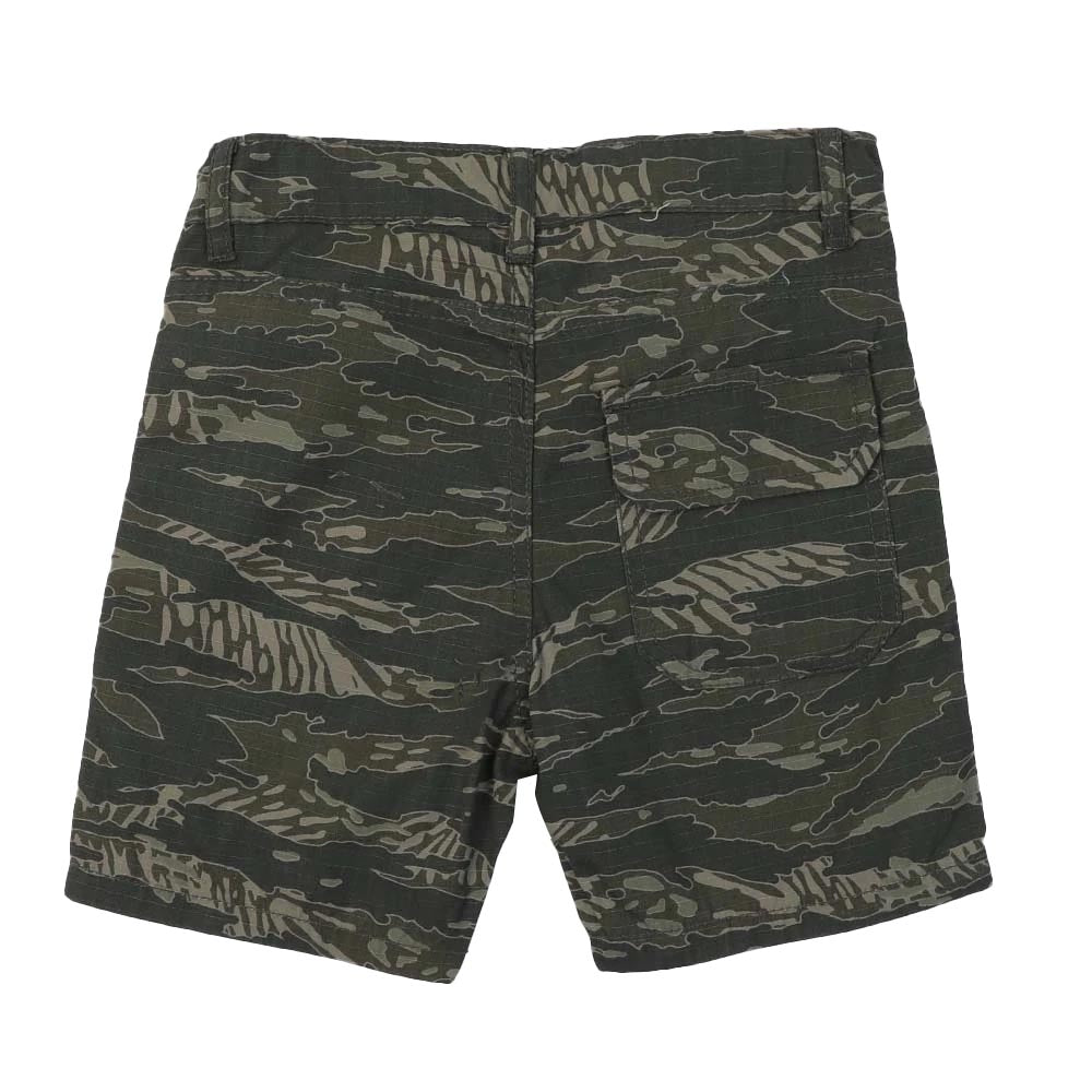 Boys Short Cotton Camo Print - Olive