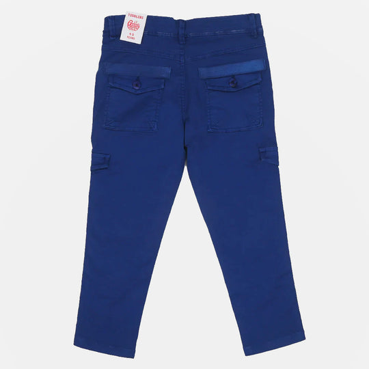 Boys Pant Cotton Cargo Pockets Tape - Blue