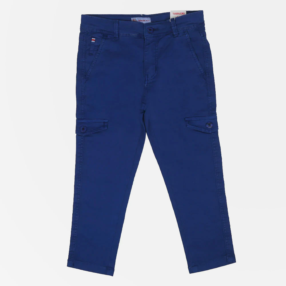 Boys Pant Cotton Cargo Pockets Tape - Blue