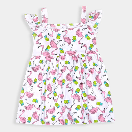 Girls Frock Printed Flamingo -Printed