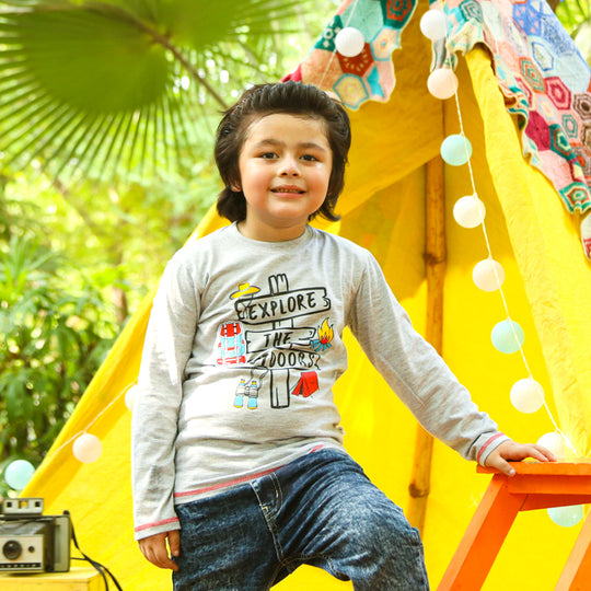 Explore T-Shirt For Boys - Grey