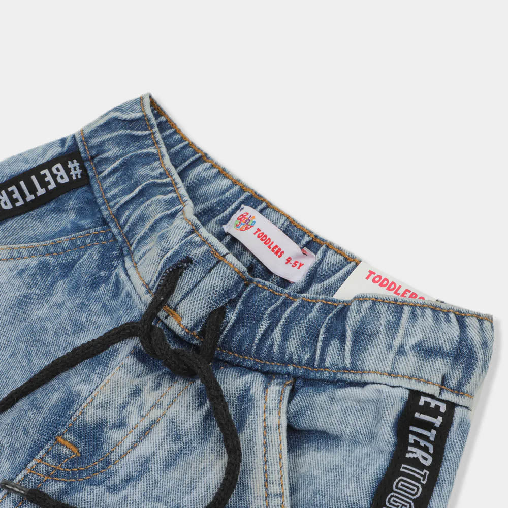 Boys Short Denim Better Together Tape - Acid Wash