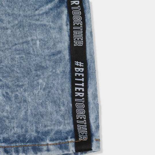 Boys Short Denim Better Together Tape - Acid Wash