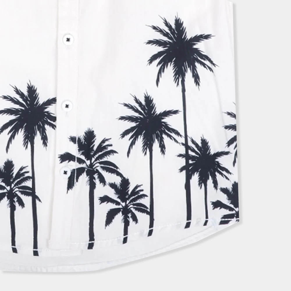Boys Casual Shirt Palm Trees - White