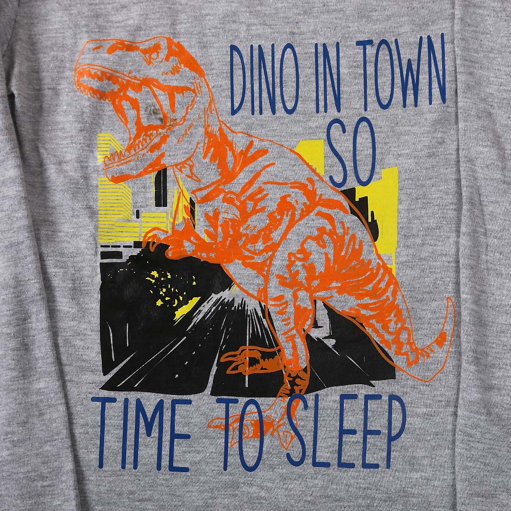 Dino In Town Night Suit For Boys - Grey (026)