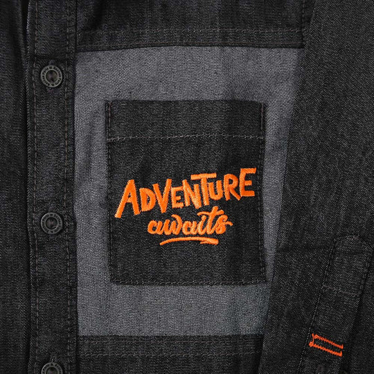 Adventure Denim Casual Shirt For Boys - Black