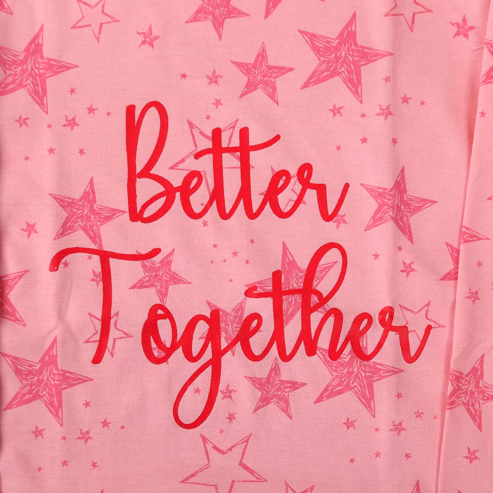 Better Together Night Suit For Girls - Pink