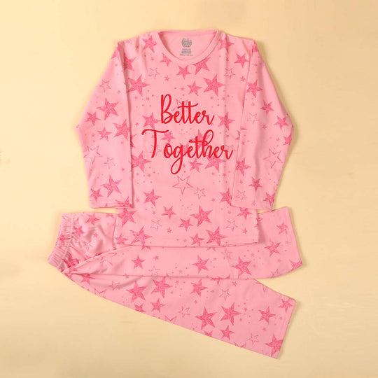 Better Together Night Suit For Girls - Pink