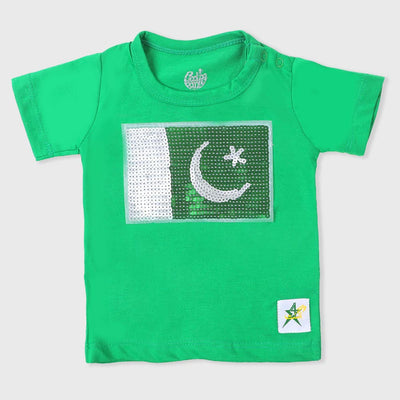 Infants T-shirt Pakistan Flag Applique - Green