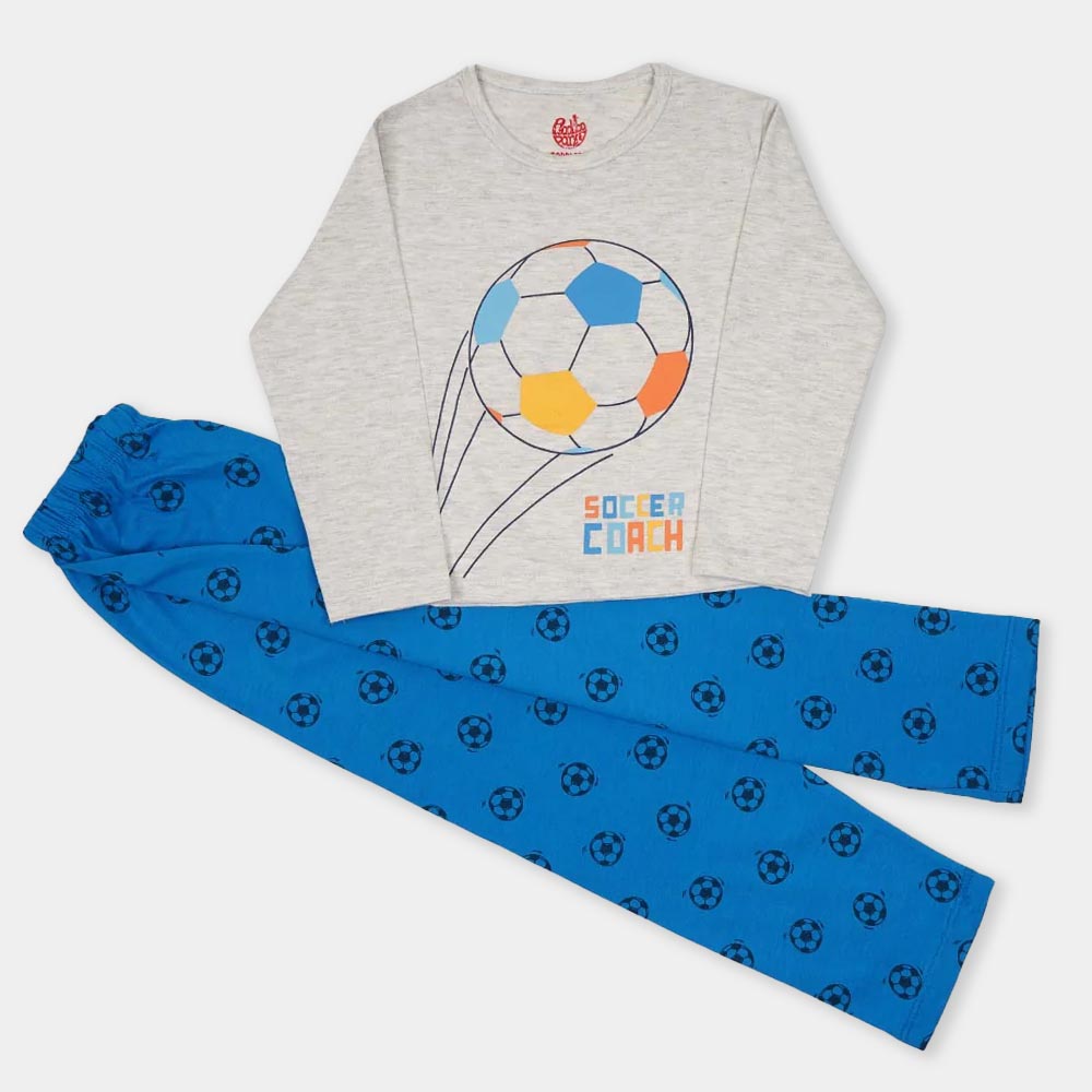 Boys Knitted Night Wear Soccer Coach - Blue