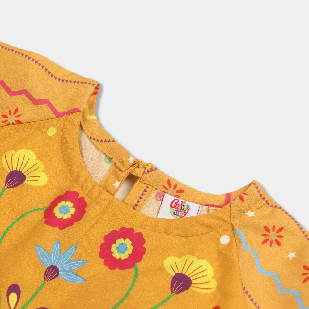 Girls Digital Print Kurti - Citrus