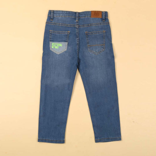 EMB Denim Pant For Boys - Blue