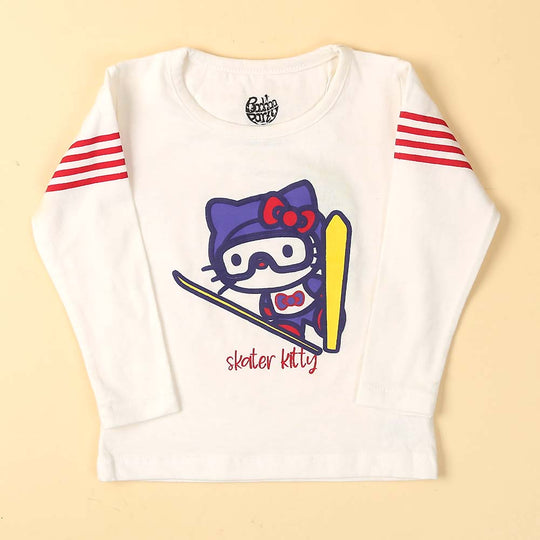 Skater T-Shirt For Girls - White