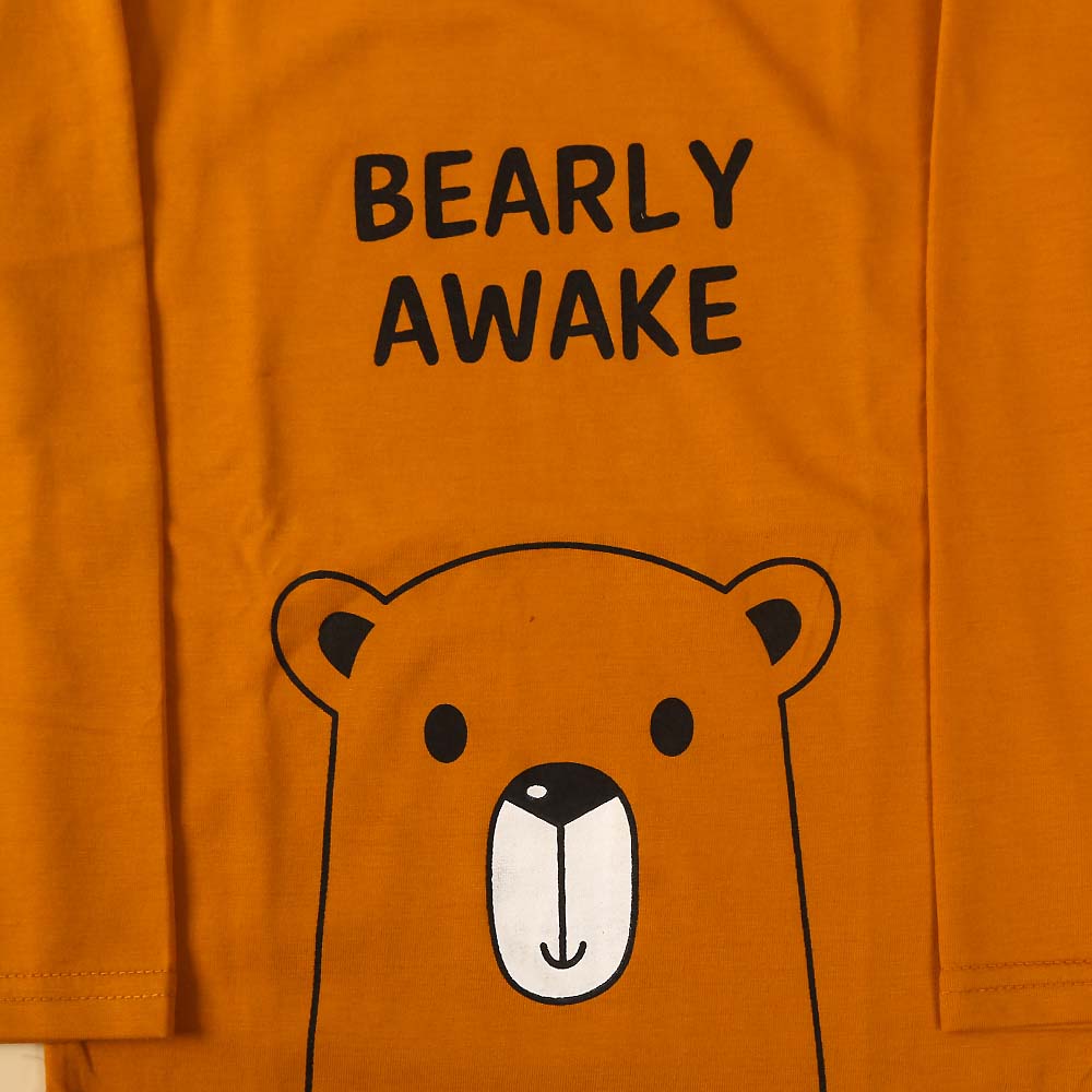 Bearly Awake Night Suit For Boys - Saffron (030)