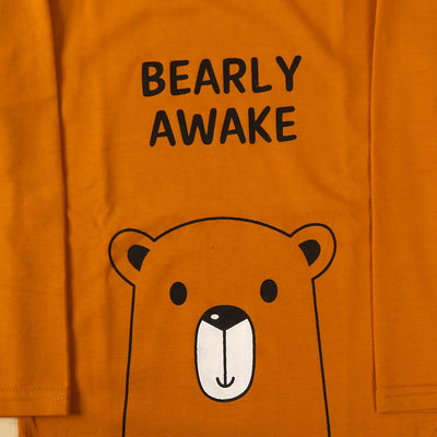 Bearly Awake Night Suit For Boys - Saffron (030)