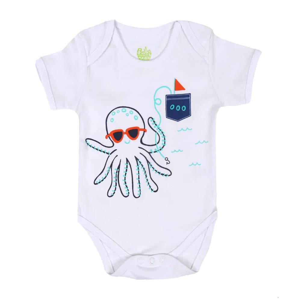 Unisex Romper Octopus  - White