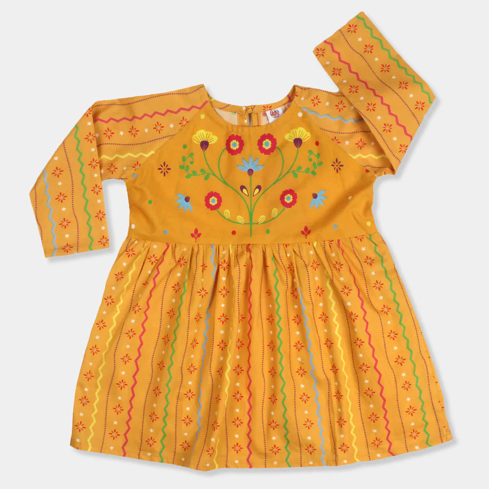 Girls Digital Print Kurti - Citrus