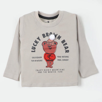 Infant Boys T-Shirt Brown Bear - GREY Voile