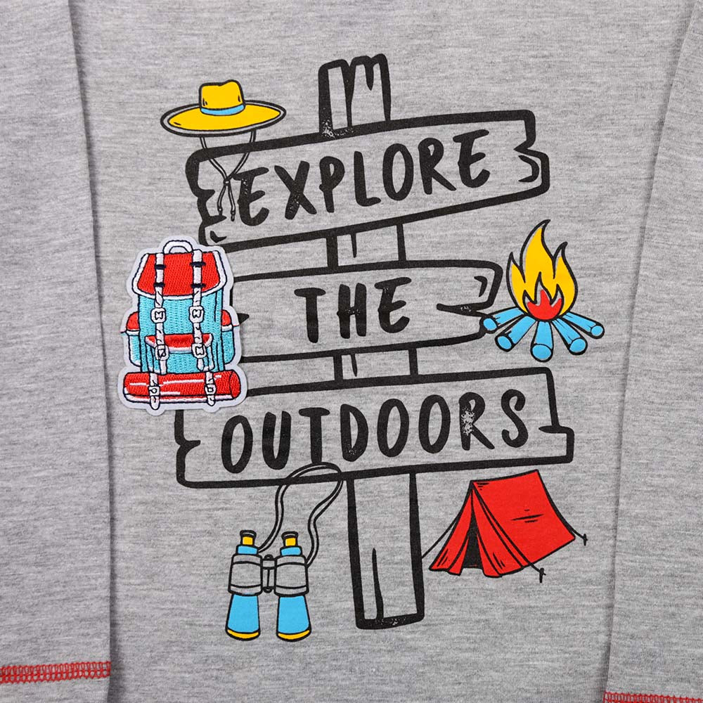 Explore T-Shirt For Boys - Grey