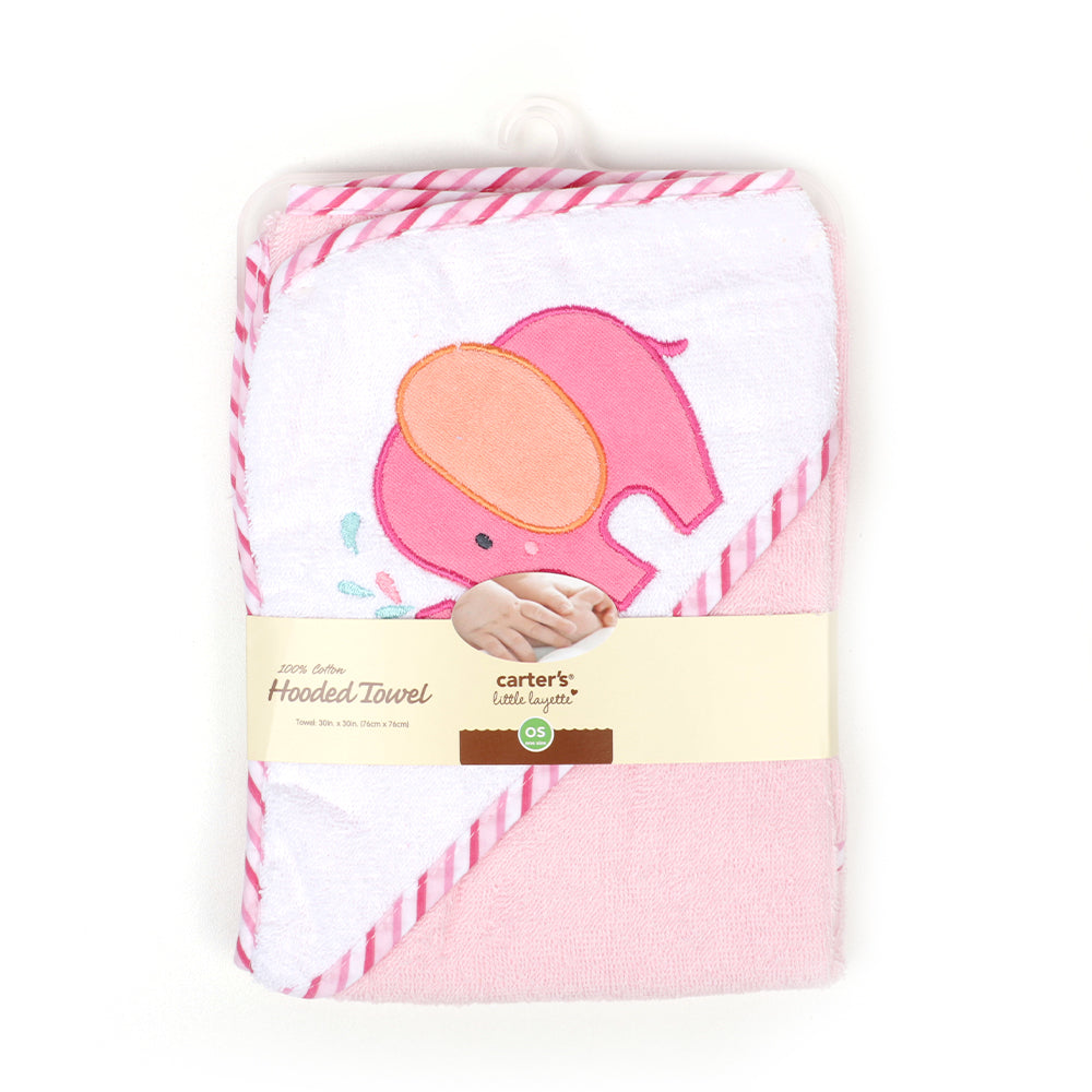 Carter's Elephant Hooded Baby Bath Towel - Pink (5258)