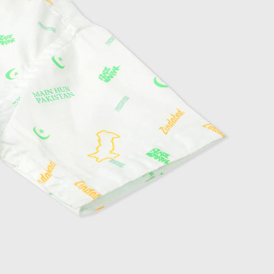 Infant  Boys Printed Shirt Pakistan Map - White