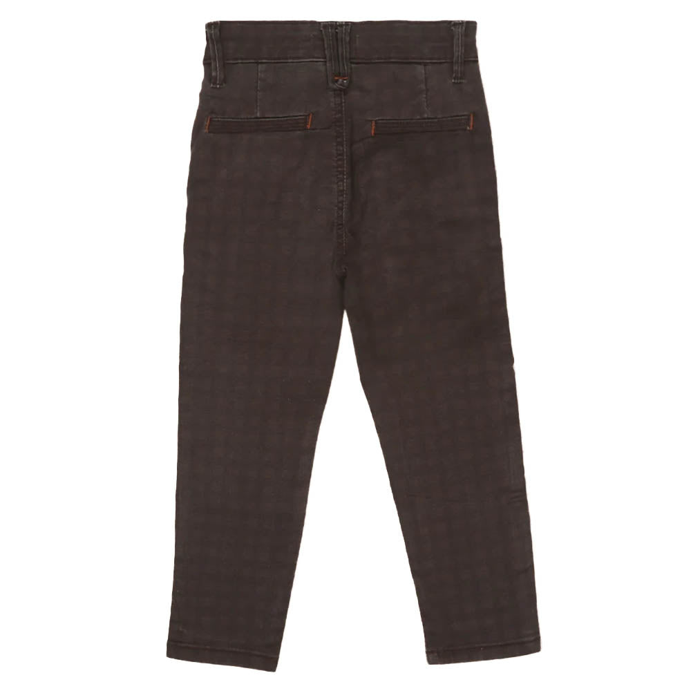Check Cotton Bold Pant For Boys - D-Brown