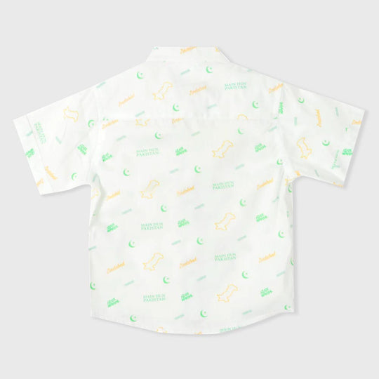 Infant  Boys Printed Shirt Pakistan Map - White