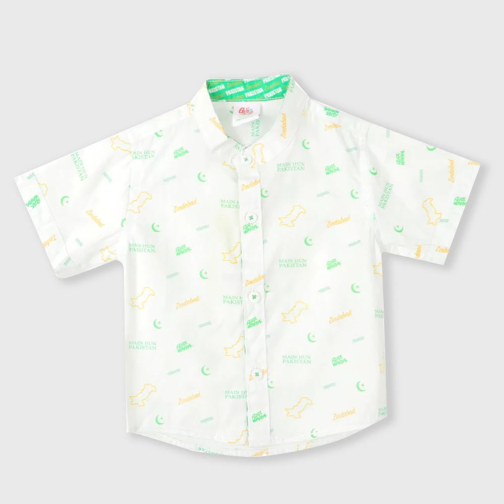 Infant  Boys Printed Shirt Pakistan Map - White