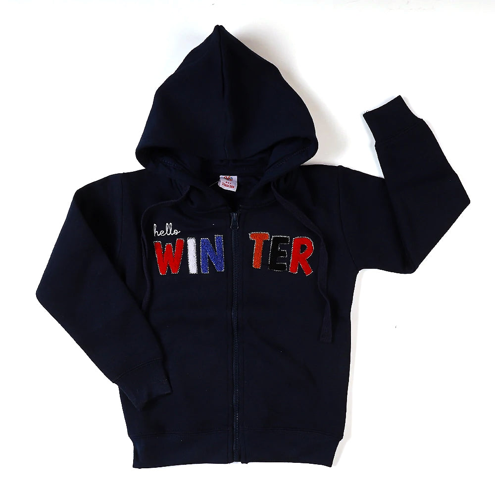 Winter Hooded Jacket For Girls - N.Blue