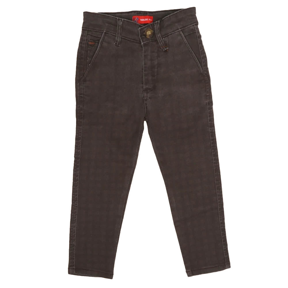 Check Cotton Bold Pant For Boys - D-Brown