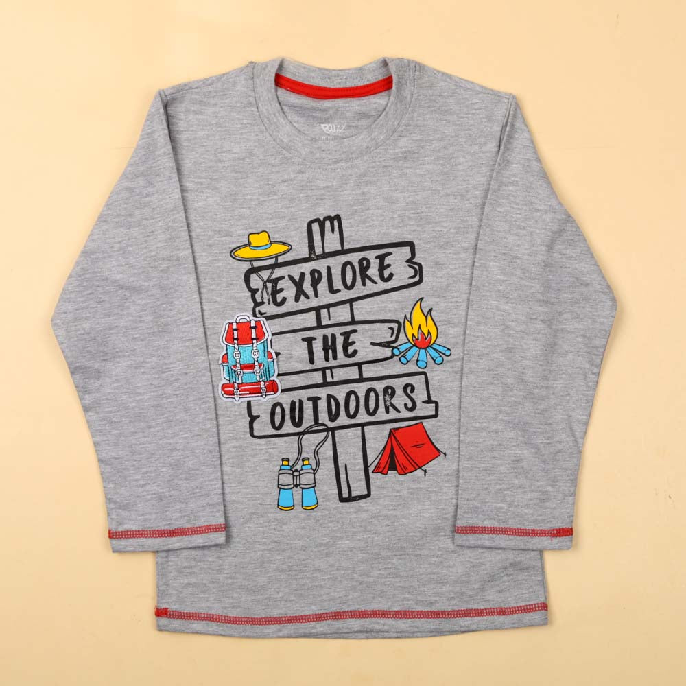 Explore T-Shirt For Boys - Grey