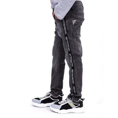 BT Tape Denim Pant For Boys - Grey