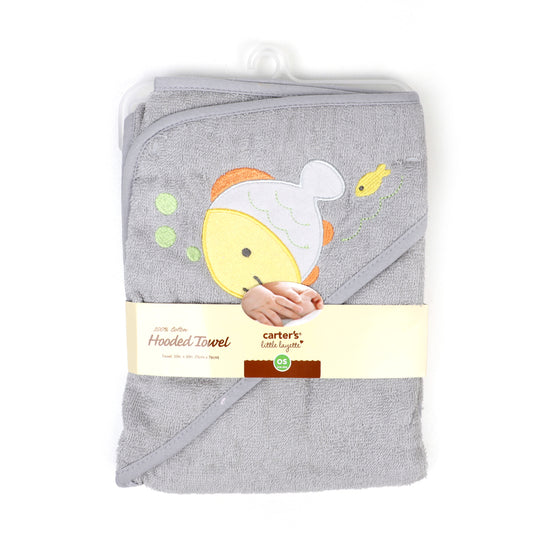 Carter's Fish Hooded Baby Bath Towel - Grey (5258)