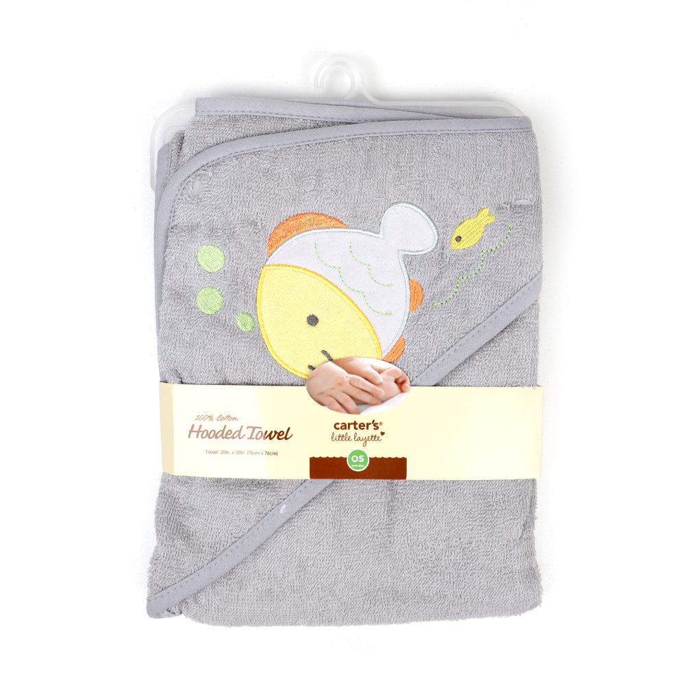 Carter's Fish Hooded Baby Bath Towel - Grey (5258)