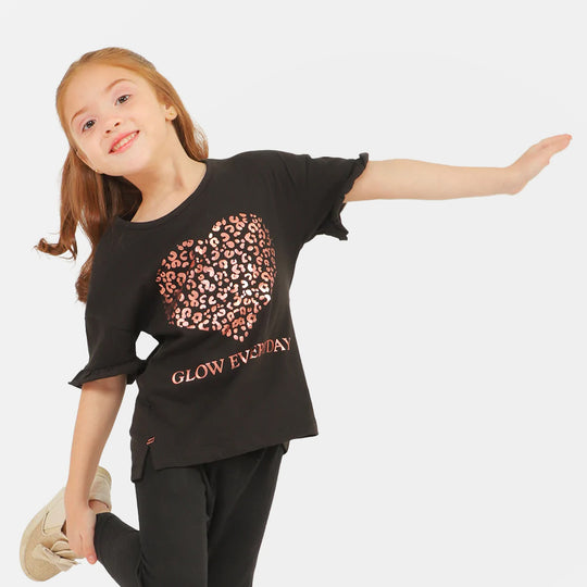 Girls T-Shirt Glow Every Day - BLACK