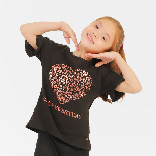 Girls T-Shirt Glow Every Day - BLACK