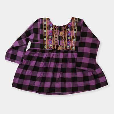 Embroidered Top For Girls - Purple