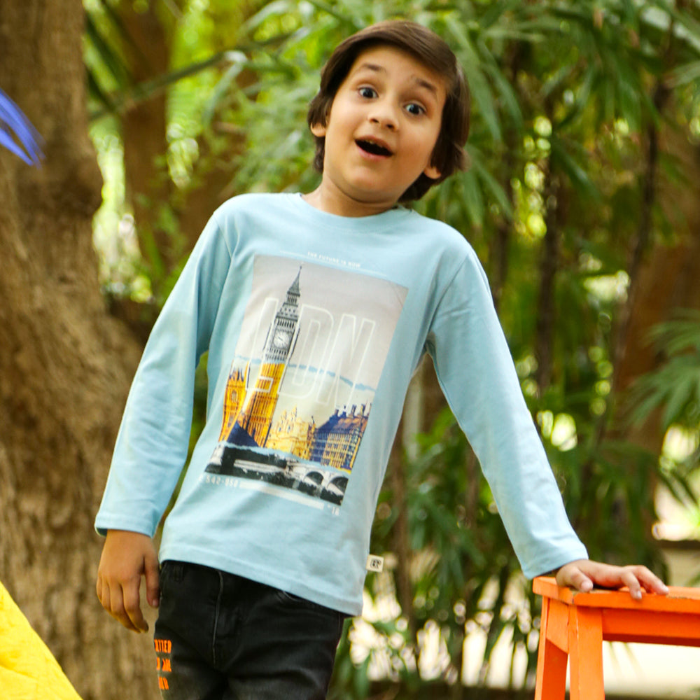 London Digital T-Shirt For Boys - Sky Blue