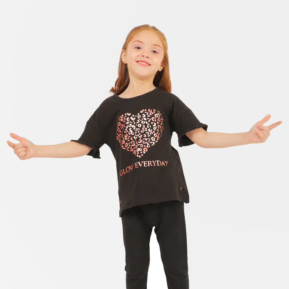 Girls T-Shirt Glow Every Day - BLACK