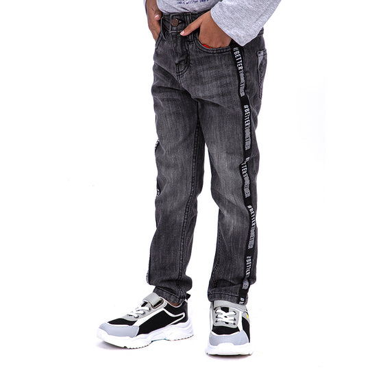 BT Tape Denim Pant For Boys - Grey