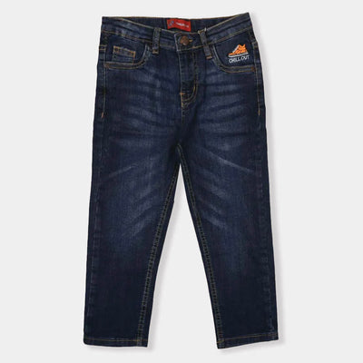 EMB Denim Pant For Boys - Mid Blue