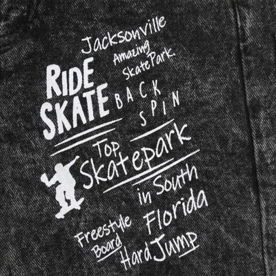Ride Skate Denim Short For Boys - Black