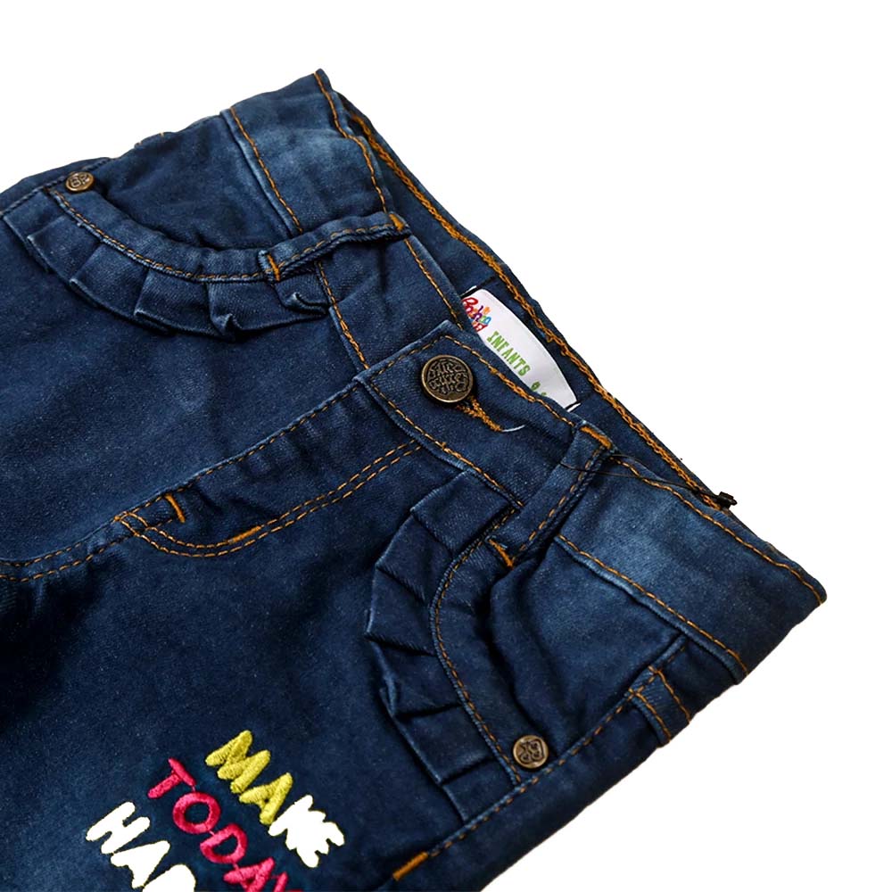 Character Denim Pant For Girls - Navy Blue