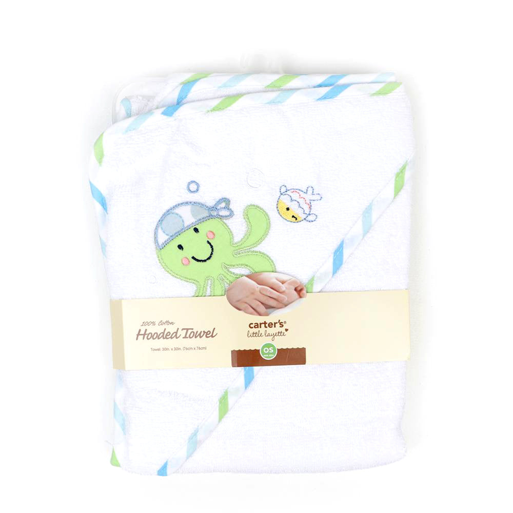 Carter's Octopus Hooded Baby Bath Towel - White (5258)
