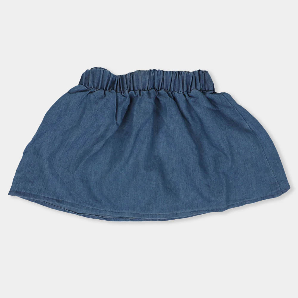 Heart Denim Skirt For Girls - Ice Blue