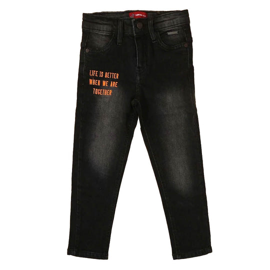 Life Is Better Denim Pant For Boys - Black