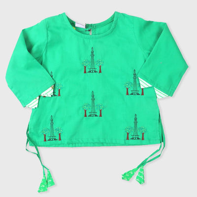 Infant Girls Embroidered Kurti Minar-e-Pakistan - Green